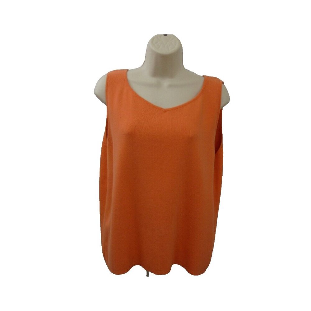 Liz Claiborne Lizsport Sweater Petite M  Crop Tank Knit Orange Sleeveless Cotton